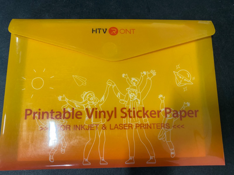 Photo 1 of HTVRONT Printable Vinyl Sticker Paper - 55 Sheets Glossy Sticker Paper for Inkjet Printer & Laser Printer, 100 g Waterproof Sticker Paper Dries Quickly & Tear Resistant 8.5"x11"