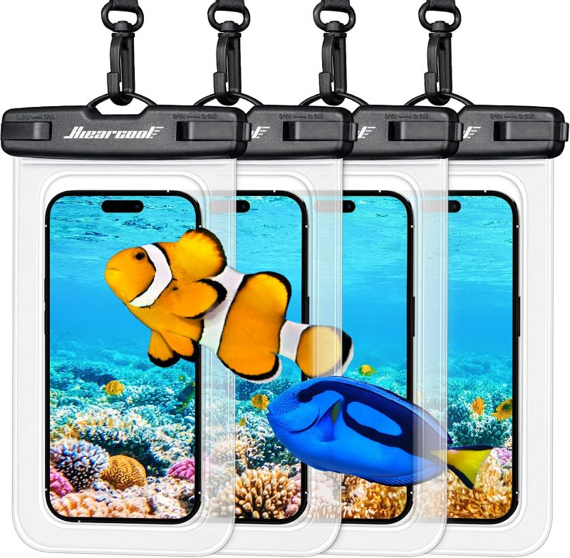 Photo 1 of Hiearcool Waterproof Phone Pouch, Waterproof Phone Case, IPX8 Cellphone Dry Bag Compatible for iPhone 15 14 13 12 Pro Max Plus Cellphone Up to 8.3", Beach Essentials for Travel-Clear-4Pack