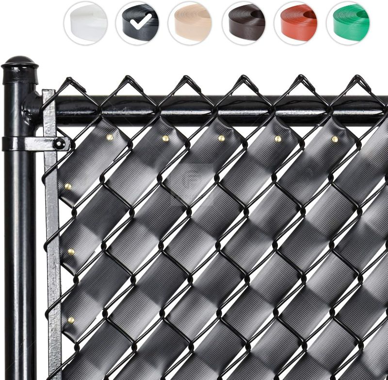 Photo 1 of Chain Link Fence Privacy Tape (Obsidian Black)