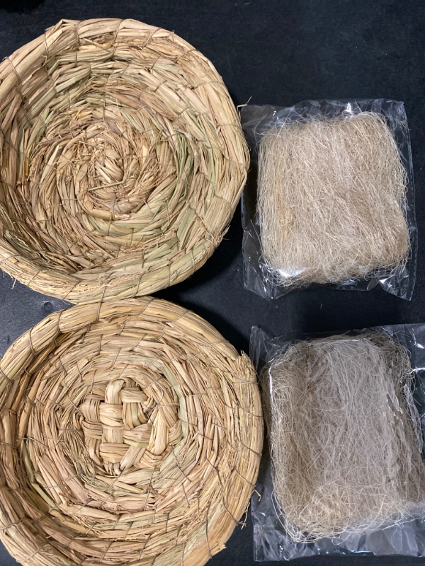 Photo 2 of Fhiny Handmade Woven Bird Spawning Nest with Coconut Fiber Liner Flat Base Straw Bird Nest Bed Hatch Roosting for Dove Pigeon Parrot Turtle Quail Macaw Cuckoo Sparrow