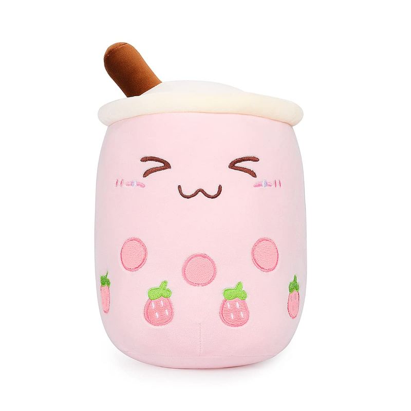 Photo 1 of AIXINI Strawberry Boba Plush 19.6 inch Pink Stuffed Bubble Tea Plushie Milk Tea Cup Pillow Big, Soft Kawaii for Kids