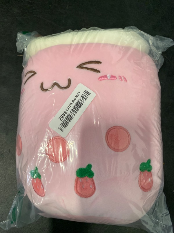 Photo 2 of AIXINI Strawberry Boba Plush 19.6 inch Pink Stuffed Bubble Tea Plushie Milk Tea Cup Pillow Big, Soft Kawaii for Kids