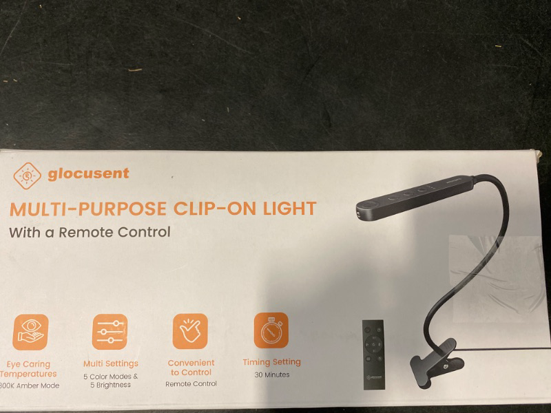 Photo 3 of Glocusent 5W Multi-Purpose Clip On Light, 38 LED Eye Caring Reading Bed Lamp, 5 Color & 5 Brightness with a Remote, 30-Min Auto Off Timer, Perfect for Bed Reading/Studying/Working