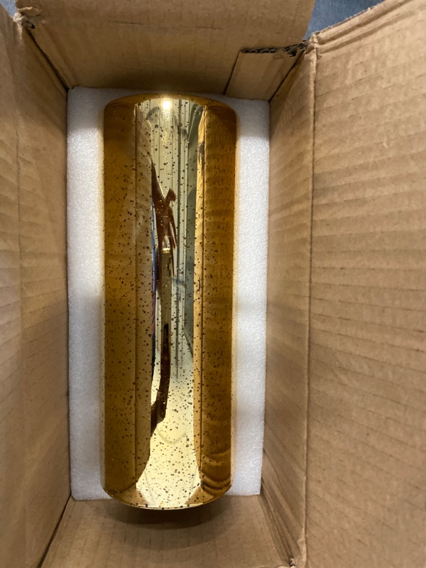 Photo 2 of CYS EXCEL 2 PCS (H:9.6" D:3") Mercury Gold Glass Hurricane Candleholder Open Ended Tube Shade | Multiple Size Choices Open Flame Candle Chimney Tube Cover | Bottomless Cylinder