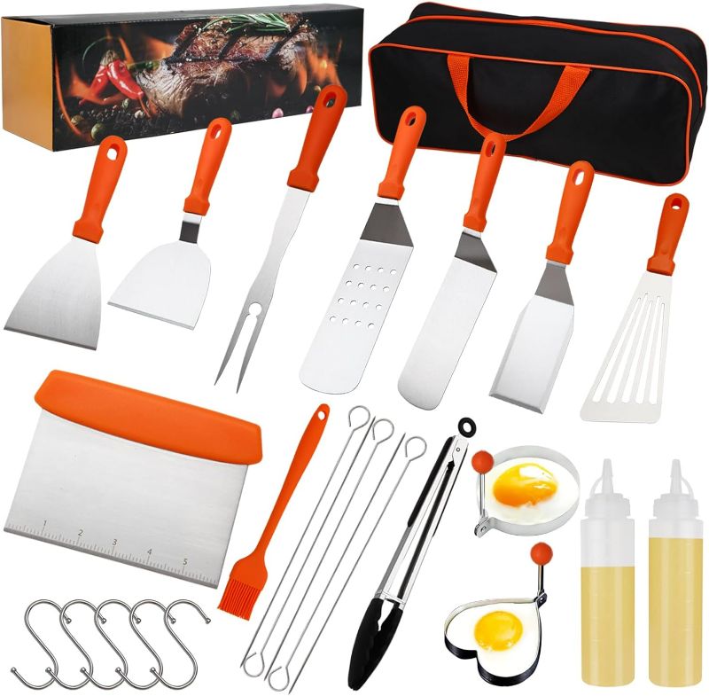 Photo 1 of Blackstone Griddle Accessories Kit, 26PCS Flat Top Grill Accessories Set for Blackstone and Camp Chef, Spatula, Scraper, Tongs, Egg Rings, Grill Spatula Set for Outdoor BBQ and Camping