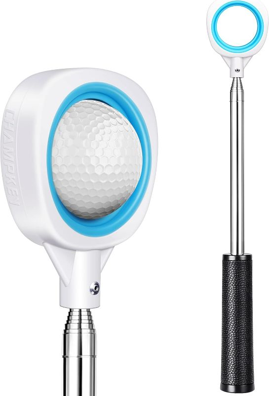 Photo 1 of CHAMPKEY Two-Sided 6Ft / 9Ft / 12Ft / 14.5Ft Golf Ball Retriever Lite Version - Premium Stainless Steel Telescopic Golf Ball Picker