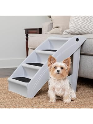 Photo 1 of PetSafe CozyUp Folding Dog Stairs - Pet Stairs for Indoor/Outdoor at Home or Travel - Dog Steps for High Beds - Pet Steps with Siderails, Non-Slip Pads - Durable, Support up to 150 lbs - Large, Gray