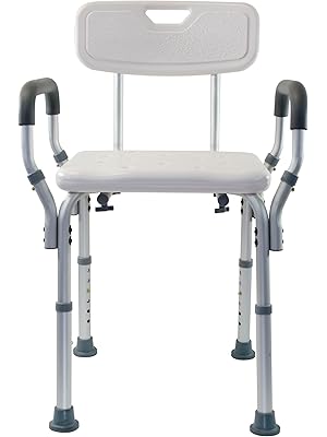 Photo 1 of Essential Medical Supply Height Adjustable Shower and Bath Bench with Padded Arms, Contoured Back and Textured Shower Chair Seat - Perfect for The Bath and Shower