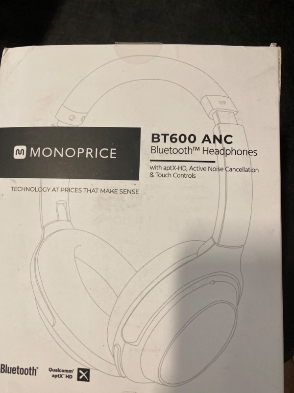 Photo 3 of Monoprice BT-600ANC Bluetooth Over Ear Headphones with Active Noise Cancelling (ANC), Qualcomm aptX HD Audio, AAC, Touch Controls, 40hr Playtime