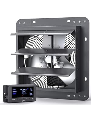 Photo 1 of iLiving 12" Wall Mounted Shutter Exhaust Fan, Automatic Shutter, Temperature and Humidity Controls with Variable Speed, 960 CFM at 1600 RPM DC Motor