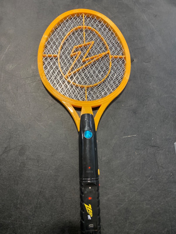 Photo 2 of ZAP IT! Bug Zapper - Rechargeable Electric Fly Swatter Racket with 4,000 Volt Grid - USB Charging, Bright LED Light for Mosquito and Fly Control - 3-Layer Mesh for Protection - Yellow, Large