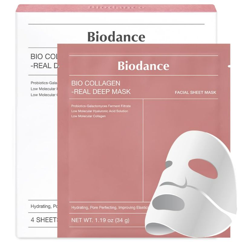 Photo 1 of BIODANCE Bio-Collagen Real Deep Mask, Hydrating Overnight Hydrogel Mask, Pore Minimizing, Elasticity Improvement, 34g x4ea