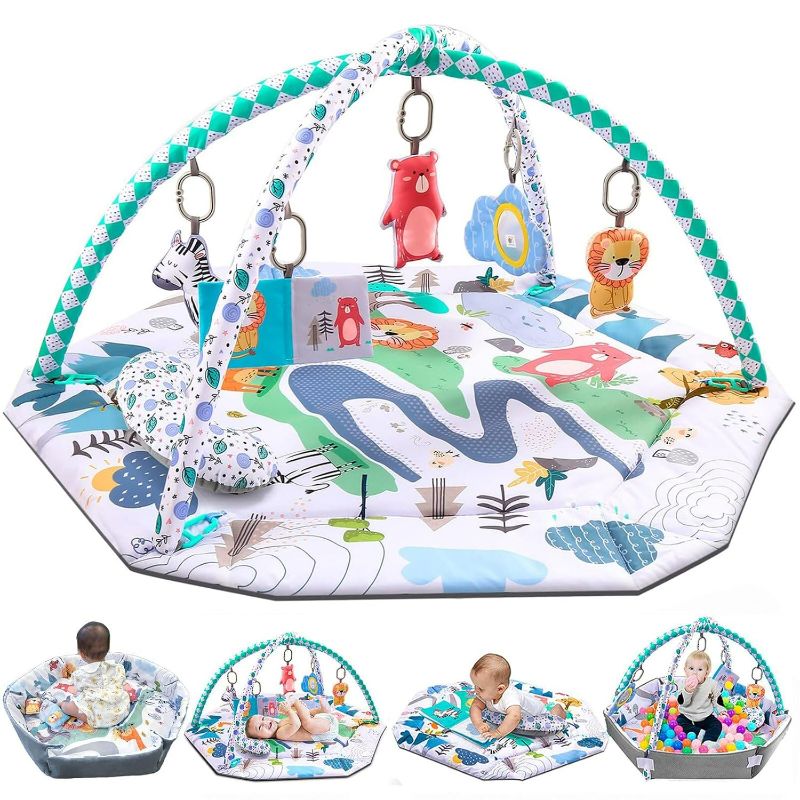 Photo 1 of Bellababy Tummy Time Mat, 10-in-1 Baby Gym Activity Play Mat & Ball Pit, with High Contrast Toys & Self-Discovery Mirror & Tummy Time Pillow for Sensory and Motor Skill Development