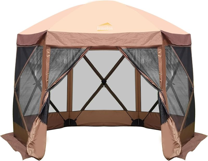 Photo 1 of Gazebo Screen Tent 12 x 12 FT, Pop Up Screens Canopy Tent, 6 Sided Portable Quick-Set Pavilion, with 6 Wind and Sun Panels and Carry Bag