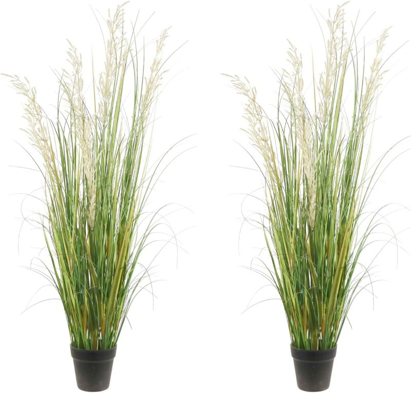 Photo 1 of Artificial Plant, 47in Tall, 2pk Grass, Faux House Plant in Pot, Indoor Decorative Flowers & Plants, Housewarming Gift