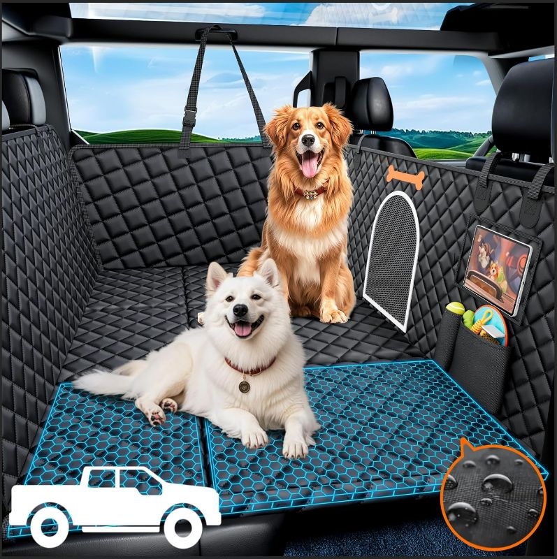 Photo 1 of Dog Car Seat Cover for Back Seat Hard Bottom, Back Seat Extender for Dogs, 100% Waterproof, Scratch-Resistant Backseat Protector, Nonslip Dog Bed for Car, XL Large Dog Hammock for Truck (Black)