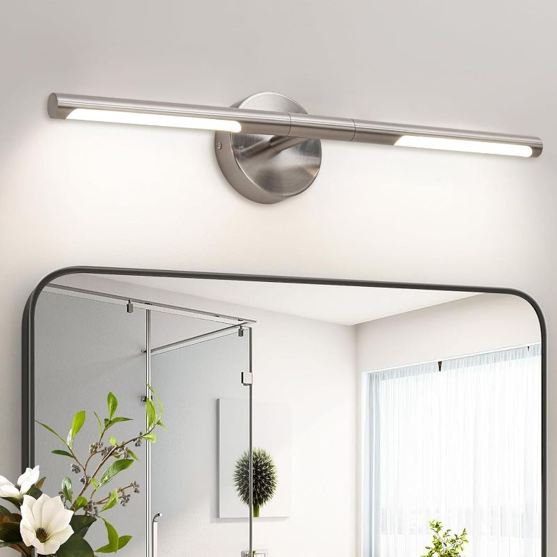 Photo 1 of Brushed Nickel Bathroom Light Fixtures Over Mirror 24 Inch, 18W 360° Rotatable Dimmable 4000K LED Vanity Light Bar, Modern Bathroom Vanity Lights Above Mirror, Led Bathroom Lighting