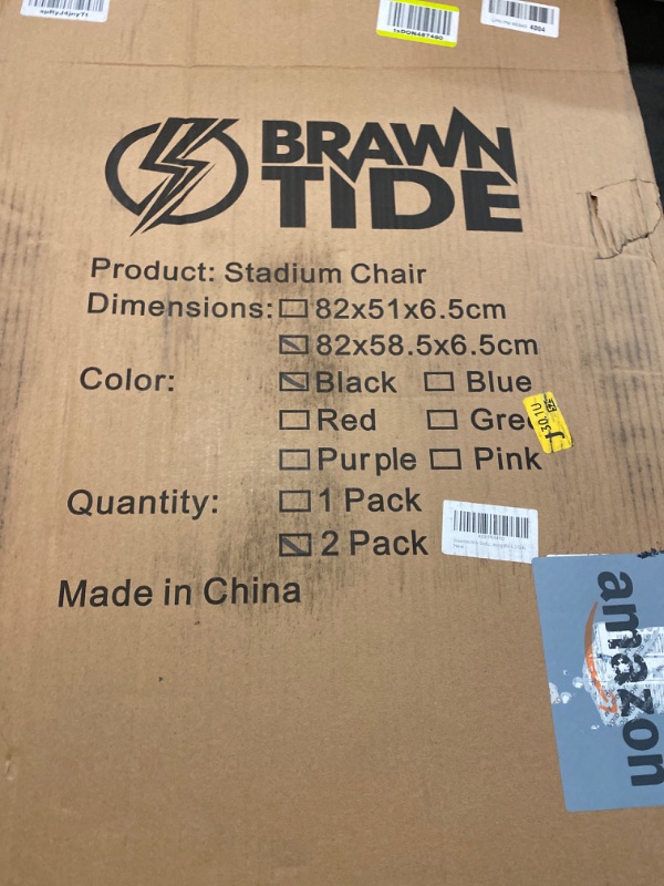 Photo 1 of BRAWNTIDE Stadium Seat with Back Support - Comfy Cushion, Thick Padding, 2 Steel Bleacher Hooks, 4 Pockets, 2 Cup Holders, Reclining Back, Ideal Chair for Sport Events, Beaches, Camping, Concerts