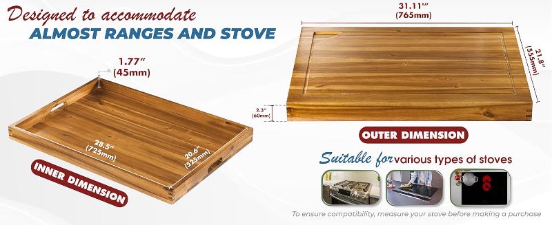 Photo 2 of BLUEWEST Noodle Board for Gas Stove Cover, Wood Stove Top Covers for Electric Stove with Buil-in Handles, 3 in 1 Stovetop Covers for Gas Burners, RV Stove Top Cutting Board,Extra Kitchen Counter Space