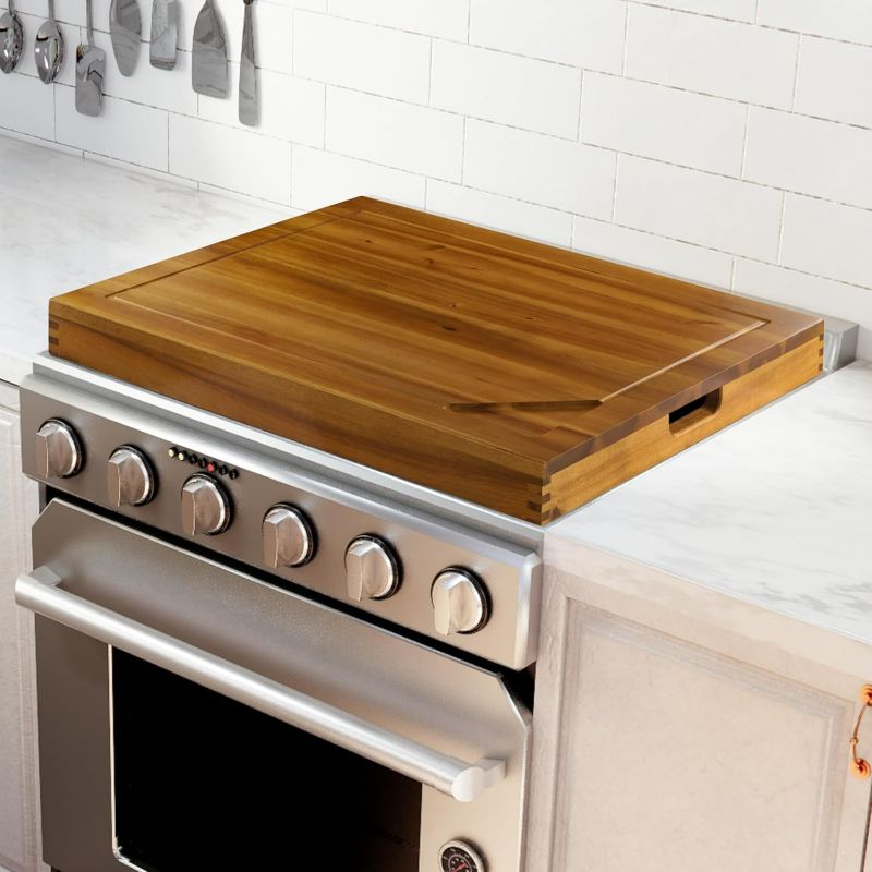 Photo 1 of BLUEWEST Noodle Board for Gas Stove Cover, Wood Stove Top Covers for Electric Stove with Buil-in Handles, 3 in 1 Stovetop Covers for Gas Burners, RV Stove Top Cutting Board,Extra Kitchen Counter Space