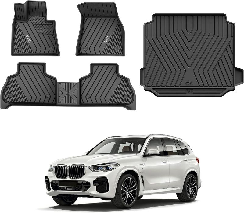 Photo 1 of 3W Floor Mats & Cargo Liner Custom Fit for BMW X5 2019-2024 2025 TPE All-Weather Full Set Harmless Heavy Duty Floor Liner and Trunk Mat Accessories (Only for 5