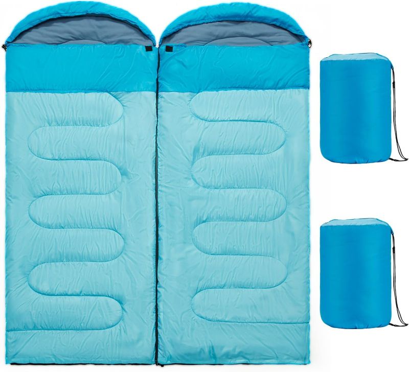 Photo 1 of Double Sleeping Bags for Adults 2 Person, XL Queen Size Combinable Two Person Sleeping Bags for Camping RV Waterproof, Lightweight 2 Person Sleeping Bags for Indoor Outdoor