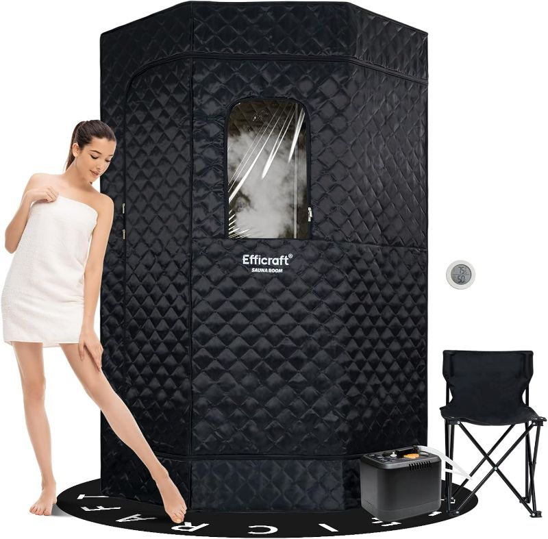 Photo 1 of Portable Steam Sauna Box,Full Size Pentagon Sauna, Indoor Personal Home Spa Sauna Kit,Detox & Relaxation Steam Room for Home,W/3L 1500W Steamer, Remote Control, Foldable Chair,Non-Slip Mat