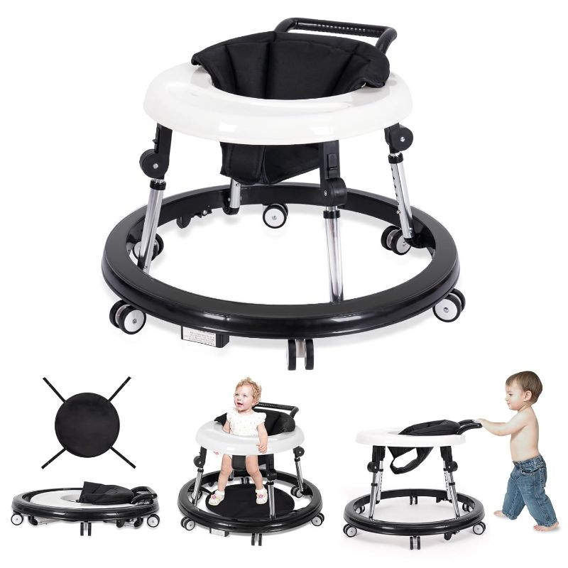 Photo 1 of Baby Walker Foldable with 9 Adjustable Heights, Baby Walkers and Activity Center for Boys Girls Babies 7-18 Months, Baby Walker with Wheels Portable
