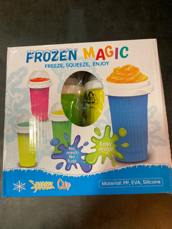 Photo 3 of Slushy Maker Cup,Slushie Cup Frozen Magic Squeeze Slushy Cup Smoothies Milk Shake Ice Cream Maker Cup (Yellow+Green)