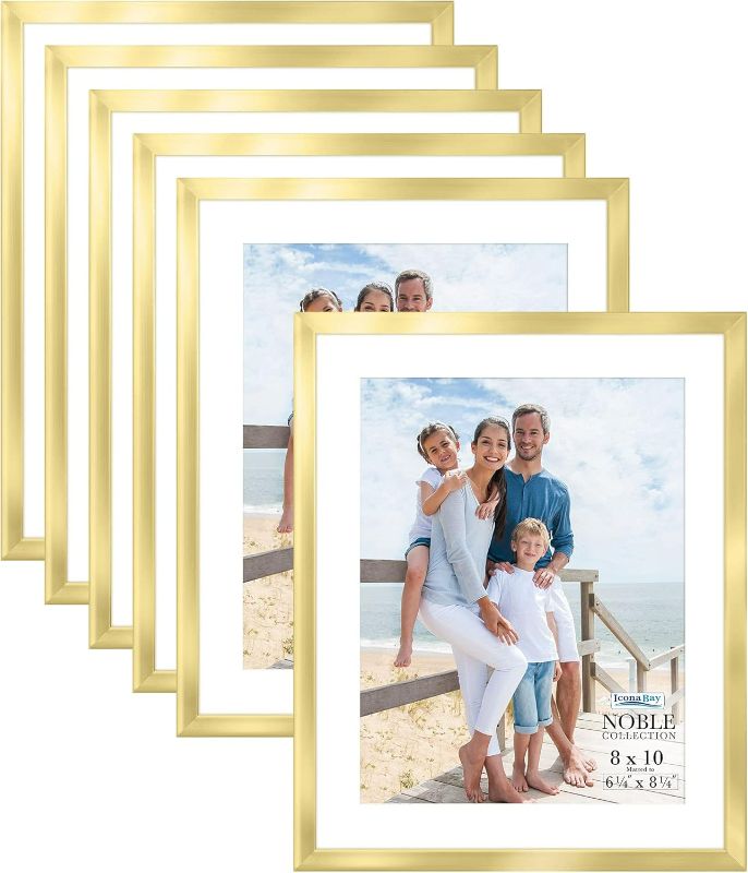 Photo 1 of Icona Bay 8x10 Picture Frames (Gold, 6 Pack), Modern Professional Frame Set, Noble Collection