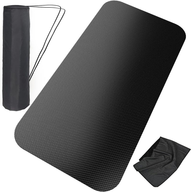 Photo 1 of Exercise Equipment Mat - Stationary Bike Mat, Exercise Mat, Gym Equipment Waterproof Mat, Jump Rope Mat Use On Hardwood Floors and Carpet Protection (Small - 47.3" x 23.6") ( Grey ) 