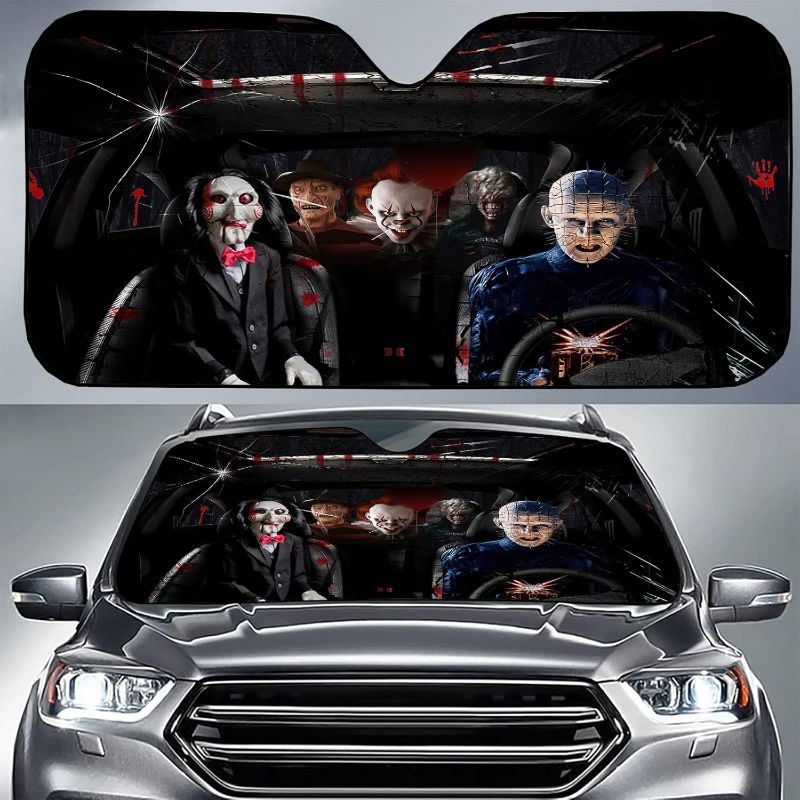 Photo 1 of Horror Car Accessories Windshield Sun Shade Cartoon Characters Sun Visor for Car Windshield Sun Shade for Trucks