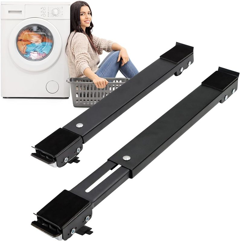 Photo 1 of Extendable Furniture Appliances Rollers, Mover Tools with 24 Roller & Brake Equipment for Heavy Washing Dryer Machine Refrigerator for Mobile Wheels Strong Base Stand Hold Up to 660 lb Black