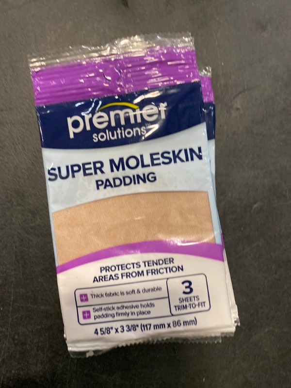 Photo 2 of Super Moleskin Padding, Heavy Duty & Thin, Protects Tender Areas on Feet from Friction & Blisters, Extra Large, Cut to Any Size, 18 Count (5 Packs of 3)