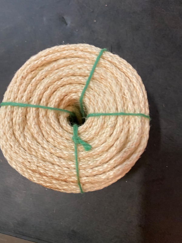 Photo 2 of Natural Sisal Rope 1/4 Inch 6mm 164-Feet for Cat Scratching Post Tree Tower Replacement Repair and Replace, DIY Hemp Twine Rope for Cat Scratching Furniture Window Perch and C