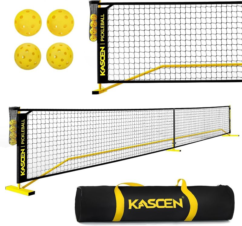 Photo 1 of KASCEN Pickleball Net - Pickleball Net for Driveway, 22FT USAPA Portable Pickleball Set with Net, Pickle Ball Net with 4 Pickleballs & Carry Bag, Pickle Ball Net for Outdoor Indoor Court Backyard