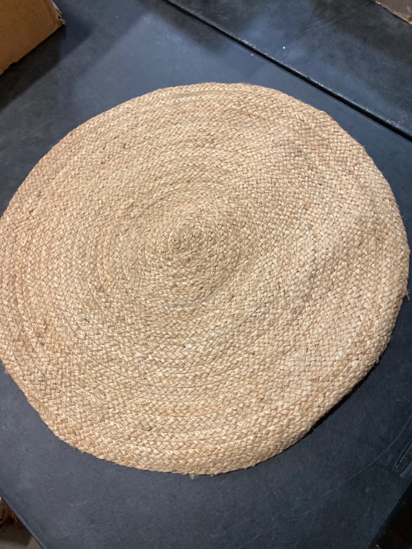 Photo 2 of Hand Braided Round Jute Rug Area Round Rug Custom Size Round Rug Indian Handmade Home Decor Round Rug (2'X2')