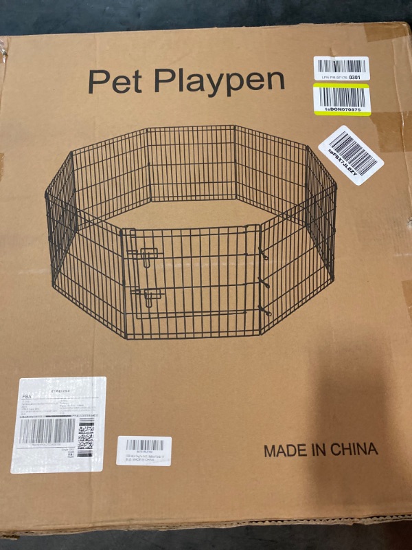 Photo 3 of PEEKABOO Dog Pen Pet Playpen Dog Fence Indoor Foldable Metal Wire Exercise Puppy Play Yard Pet Enclosure Outdoor 8 Panels 24 Inch (Only Black playpen)