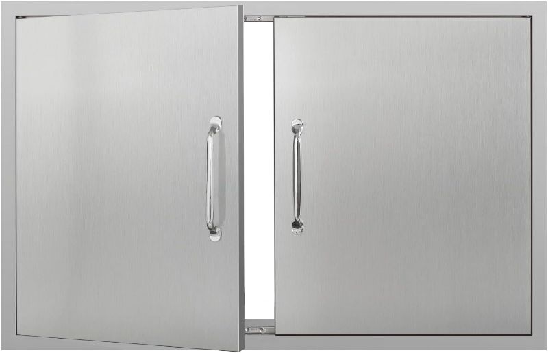 Photo 1 of Outdoor Kitchen Doors 36W x 23H Inch Stainless Steel Doors, Access Door with Handles Double Access Cabinet Door, Flush Mount for Grilling Station, Outdoor Kitchens BBQ Island& Cabinet