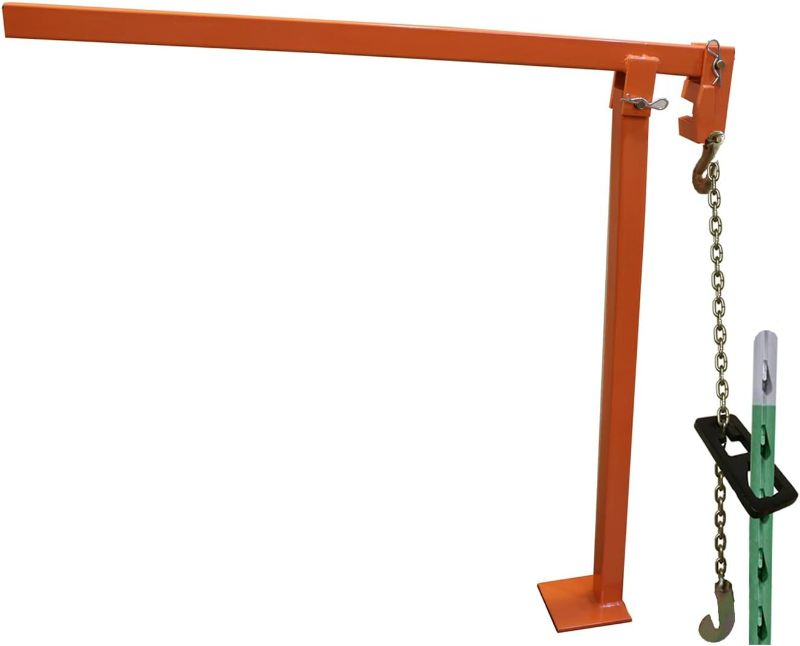 Photo 1 of T Post Puller Fence Post Puller Heavy Duty Fence Post Puller with 47" Lifting Chain & T Post Puller Plate Puller T Post Puller for Round Fence Posts T Stakes Sign Post & Tree Stump