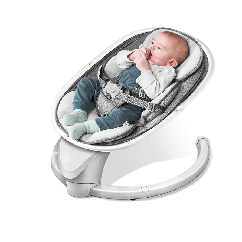 Photo 1 of Baby Swing for Infants, Electric Swing for Newborn with 5 Swing Speed, Portable Baby Swing with 10 Lullabies, 0-6 Months Suitable