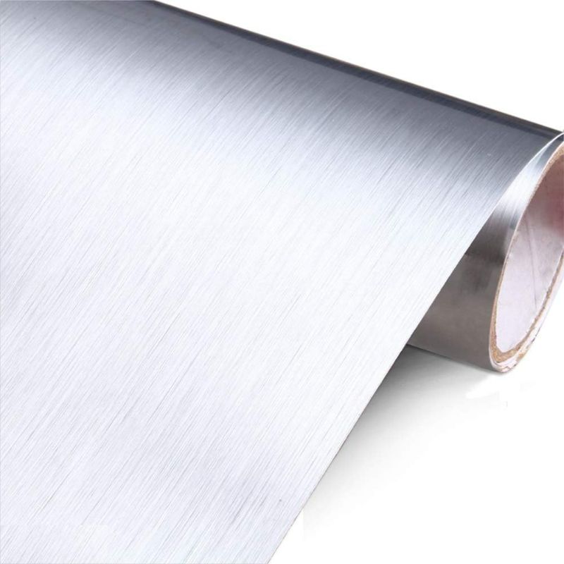 Photo 1 of YENHOME 24" X 118" Silver Brush Stainless Steel Contact Paper for Appliances Self Adhesive Vinyl Film Waterproof Peel and Stick Stainless Steel Wallpaper Metal Contact Paper for Countertop Fridge Desk