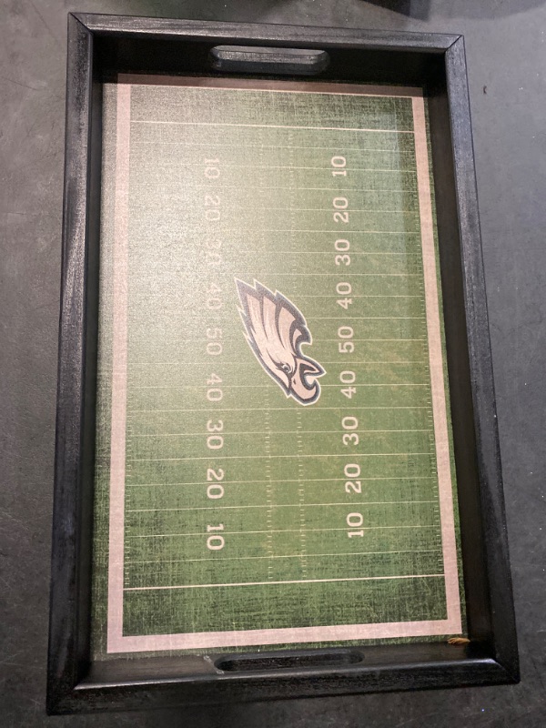 Photo 2 of Philadelphia Eagles NFL Football Field Tray by Fan Creations - Decorative Team Logo Server with Handles for Food & Drink - for Game Day Entertaining or Tabletop Organizer - Show Your Eagles Pride