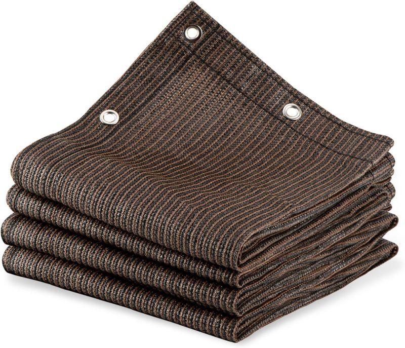 Photo 1 of 90% Outdoor Sun Shade Cloth, 12' x 12', Pergola, Deck, and Backyard Patio Sunshade with UV Protection, Heat Resistant HDPE Material, Reinforced Grommets (12x12 FT, Brown)