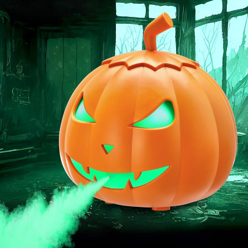 Photo 1 of TCFUNDY 800W Fog Machine with Lights, Pumpkin Smoke Machine with 12 Colors LED Lights, Fog Maker with Remote for Halloween Front Porch Decor Haunted House Party Stage