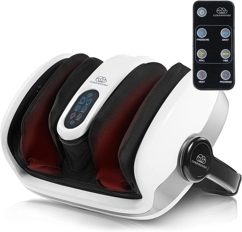 Photo 1 of Cloud Massage Shiatsu Foot Massager with Heat - Foot & Calf Massager for Relaxation, Plantar Fasciitis Relief, Neuropathy, Circulation, and Heat Therapy - FSA/HSA Eligible - White, Includes Remote