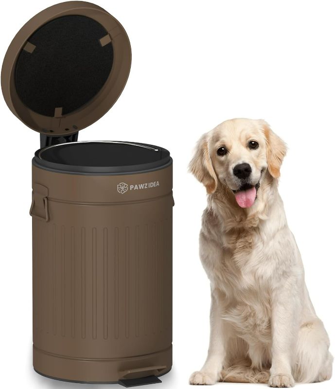 Photo 1 of PAWZIDEA Dog Poop Trash Can for Outdoors, 3.1 Gallon Outdoor Trash Can with Lid, Odor Free Dog Waste Station, Cat/Pet Waste Container Step Trash Can for Patio, 7.8in Activated Carbon Filter, 12-Liter