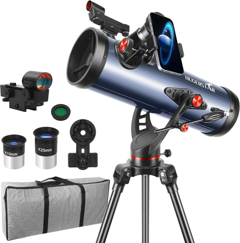 Photo 1 of Telescope, 130AZ Newtonian Reflector Telescope for Adults High Powered, Professional Telescopes for Adults Astronomy Beginners Comes with Phone Adapter, Tripod, Moon Filter and Carry Bag