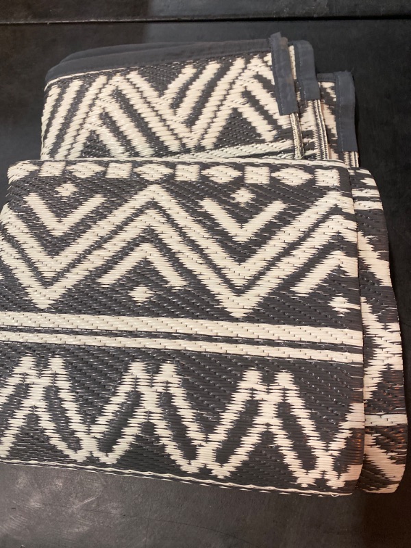 Photo 2 of Beverly Rug Waikiki Boho Indoor Outdoor Rug 5x7, Washable Outside Carpet for Patio, Deck, Porch, Bohemian Area Rug, Farmhouse Rugs, Aztec Tribal Rug, Black and White