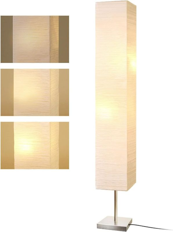 Photo 1 of Modern Floor Lamp, Dimmable 3 Levels Brightness Paper Tall Lamp Standing Lamps with Lampshade, 55'' Minimalist Floor Lamps for Office, Kids Room, Reading, Home Decor (Off White)